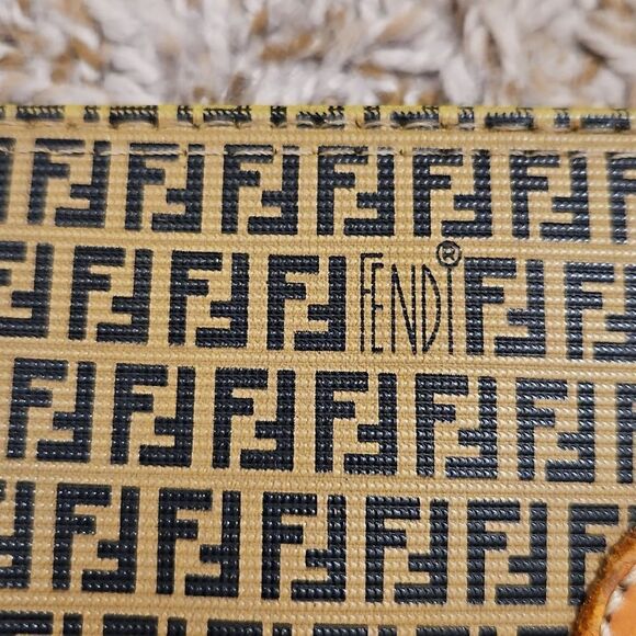 Vintage Fendi Zucchino Canvas Monogram Pouch in Black and Tan - Picture 3 of 10